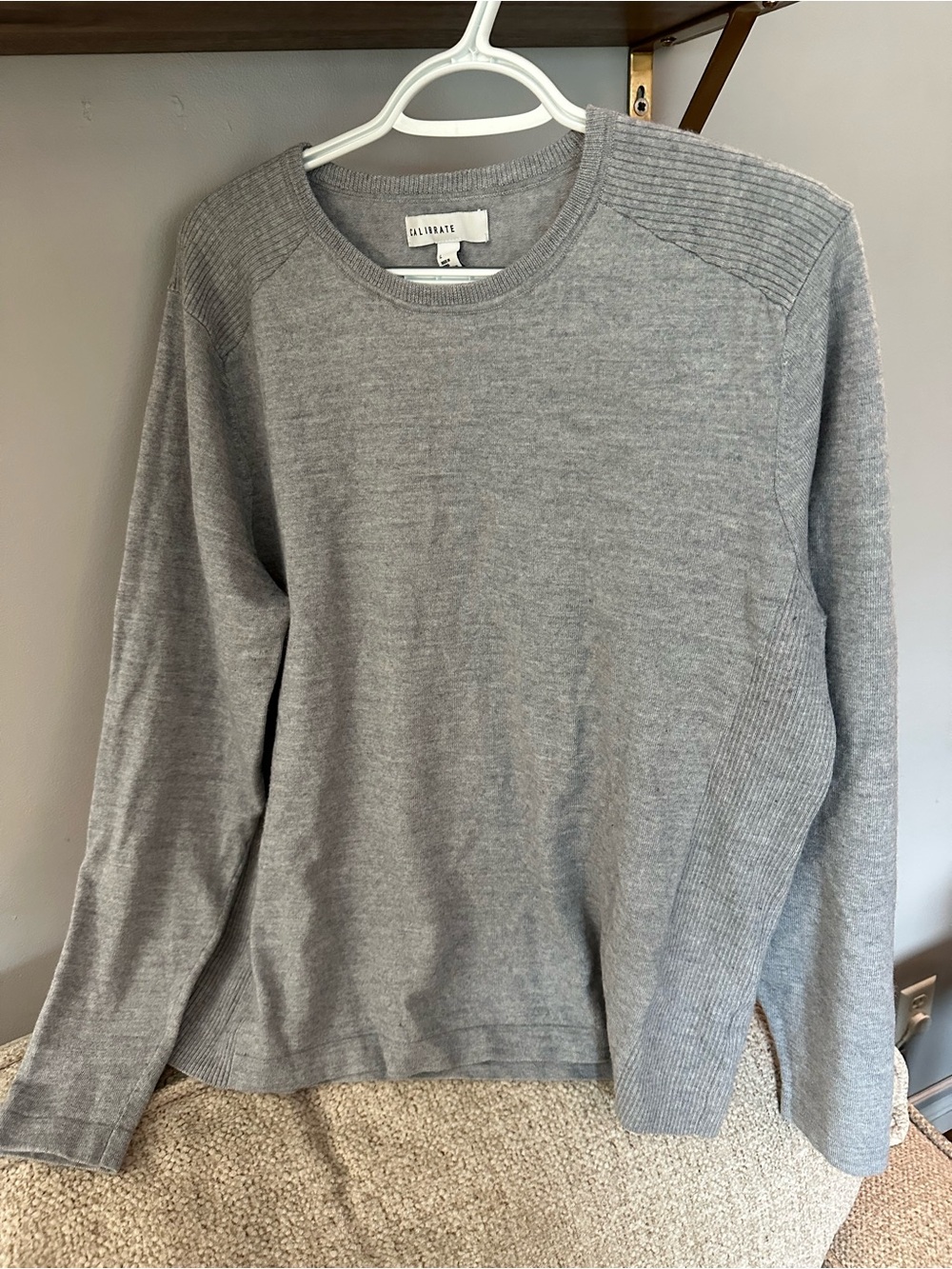 C2 by Calibrate Light Gray Wool Blend Crewneck Sweater